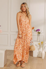 Sandy Shore Paisley Maxi Dress In Orange