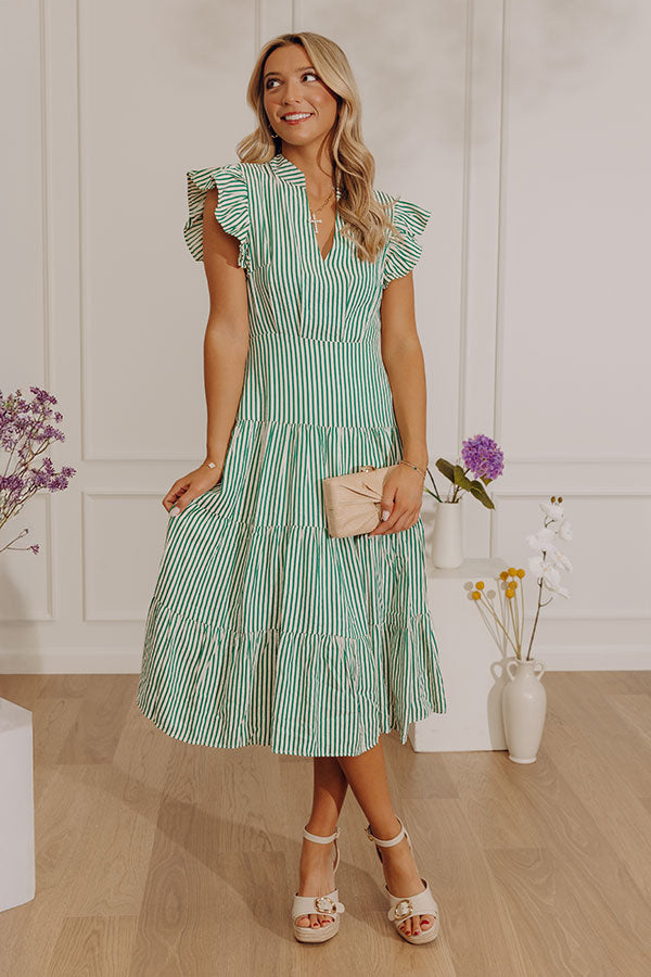 Bayside Brunch Stripe Midi in Emerald
