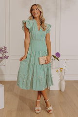 Bayside Brunch Stripe Midi in Emerald