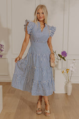 Bayside Brunch Stripe Midi in Navy