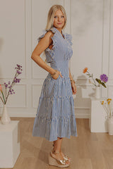 Bayside Brunch Stripe Midi in Navy