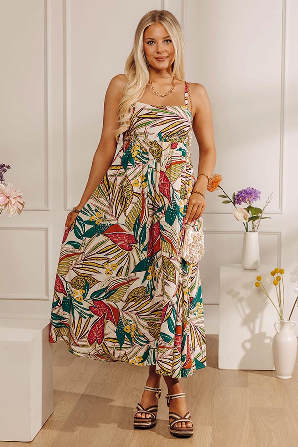 Tranquil Time Floral Midi Dress in Cream