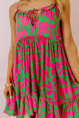 Tropicana Trendsetters Babydoll Mini Dress in Hot Pink