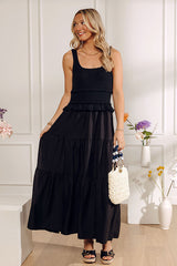 Sunset Beach Stroll Crochet Maxi Dress in Black
