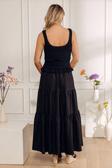 Sunset Beach Stroll Crochet Maxi Dress in Black