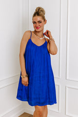 Out On The Town Satin Mini Dress in Royal Blue