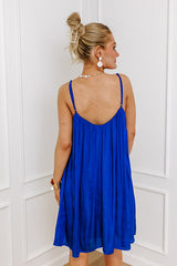 Out On The Town Satin Mini Dress in Royal Blue