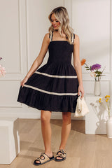Dolce Days Smocked Mini Dress in Black