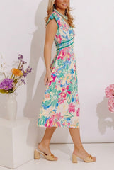 Blooming Beauty Pleated Midi Dress