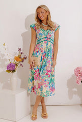 Blooming Beauty Pleated Midi Dress