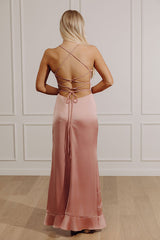 Whirlwind Romance Satin Maxi Dress in Blush
