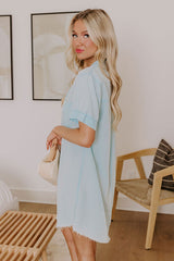 Backyard BBQ Chambray Mini Dress in Sky Blue
