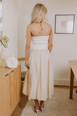 Coastal Cove Linen Midi Dress in White