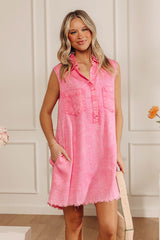 Park Days Ahead Vintage Wash Mini Dress in Pink