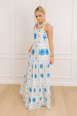 Garden Gala Floral Maxi Dress in Blue
