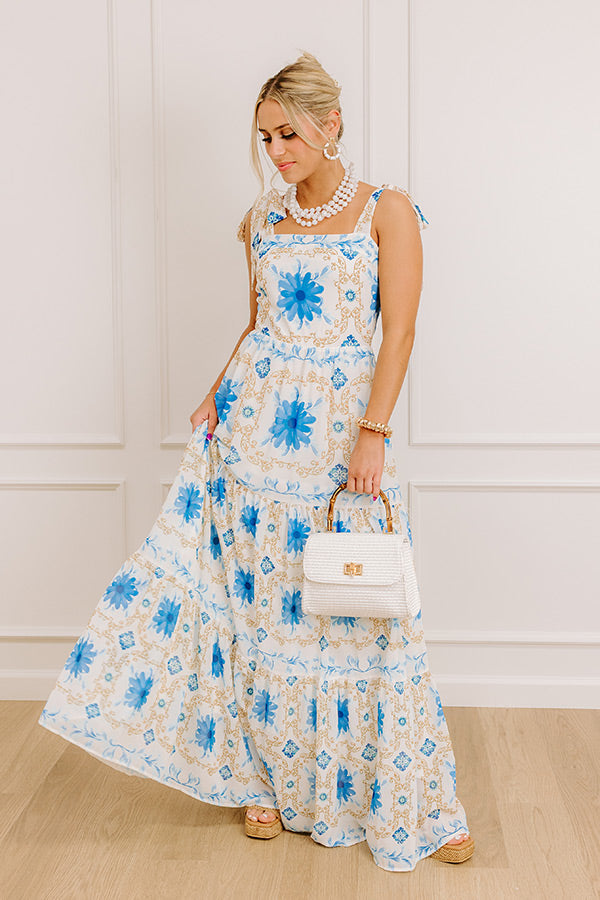 Garden Gala Floral Maxi Dress in Blue