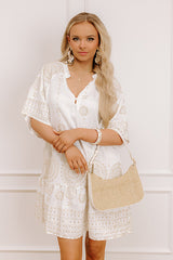 Oceanfront Villa Sequin Embroidered Mini Dress