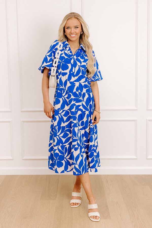 Floating On Cloud Nine Midi Dress in Royal Blue