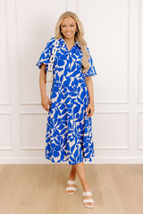 Floating On Cloud Nine Midi Dress in Royal Blue