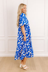Floating On Cloud Nine Midi Dress in Royal Blue