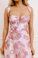 Twinkling Lights Floral Jacquard Mini Dress