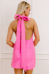 Chic Mode Halter Mini Dress in Bubblegum Pink