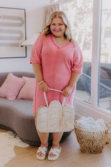 Girls Brunch Ribbed T-shirt Mini Dress in Blooming Dahlia