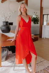 Cocktails First Midi Dress in Red