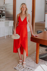 Cocktails First Midi Dress in Red
