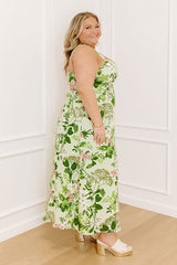 Small Town Charm Floral Maxi Dress in Green Curves