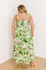 Small Town Charm Floral Maxi Dress in Green Curves