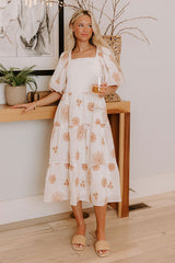 Whispering Fields Floral Embroidered Midi Dress
