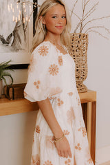 Whispering Fields Floral Embroidered Midi Dress