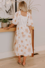 Whispering Fields Floral Embroidered Midi Dress