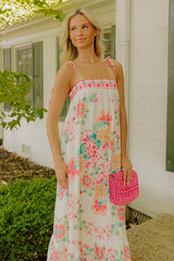 Capri Villa Floral Maxi Dress in Ivory