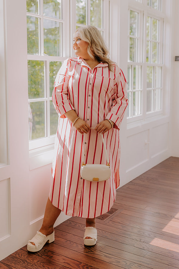 Coastline Chic Stripe Midi Dress Curves
