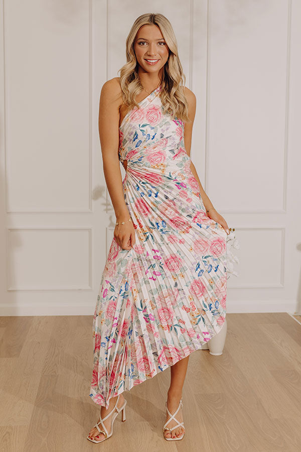 Aways My Amour Pleated Floral Maxi Dress