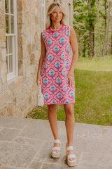 Chic Statement Floral Knit Mini Dress in Pink