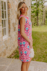 Chic Statement Floral Knit Mini Dress in Pink