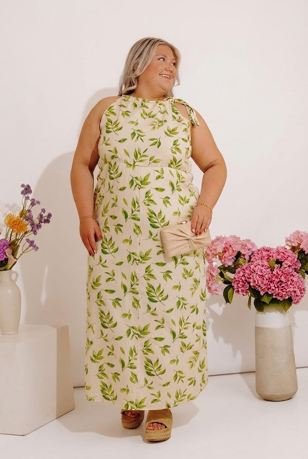 Ivy Brunch Linen-Blend Midi Dress Curves