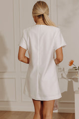 Classic Elegance Embellished Mini Dress in White