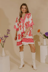 Petal Coast Floral Mini Dress in Pink