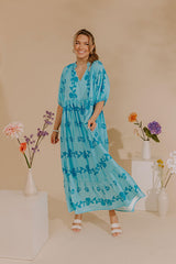 Cherished Moment Floral Midi Dress in Sky Blue