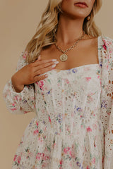 Amour in Bloom Floral Eyelet Mini Dress