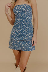 Rooftop in Bloom Denim Mini Dress