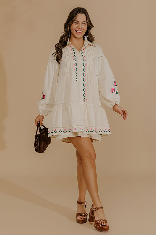 Soft Spoken Embroidered Mini Dress