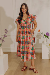 Tulip Meadows Plaid Midi Dress