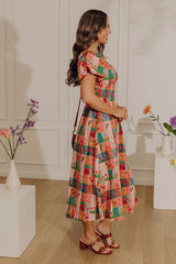 Tulip Meadows Plaid Midi Dress
