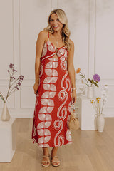 Boho Muse Midi Dress in Red