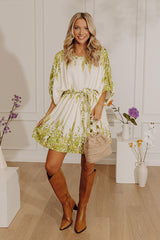 Tuscany Villa Floral Mini Dress in Lime